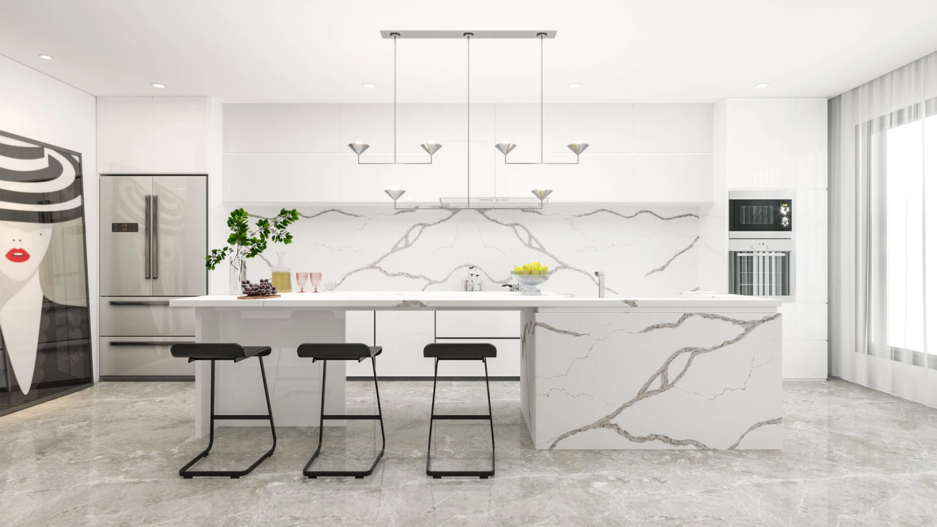 Gạch vân mây ốp bếp 
