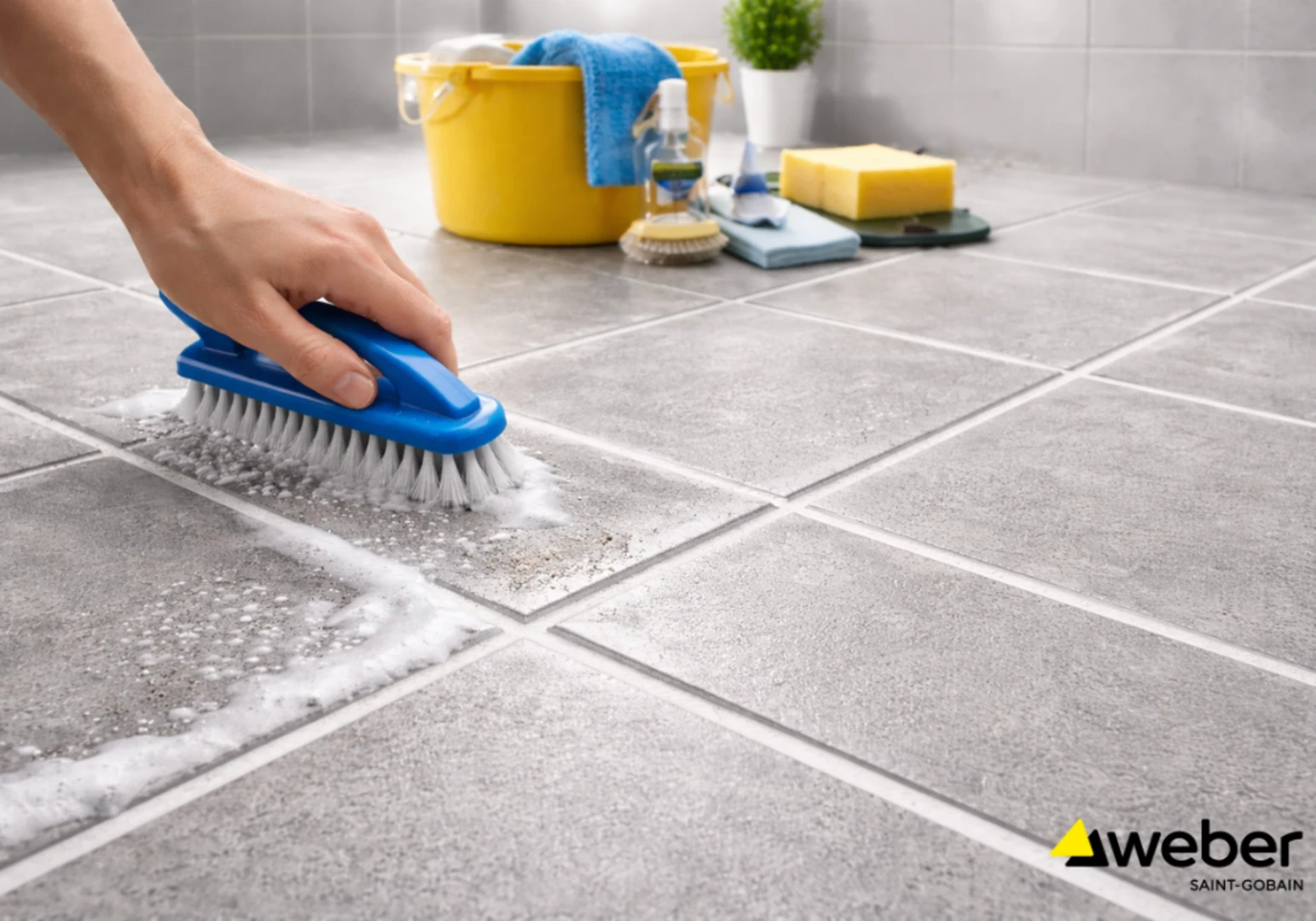 Bước 2: Làm sạch bề mặt gạch
