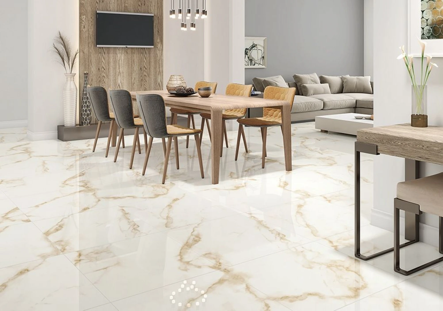 Gạch vân đá Travertine mộc mạc