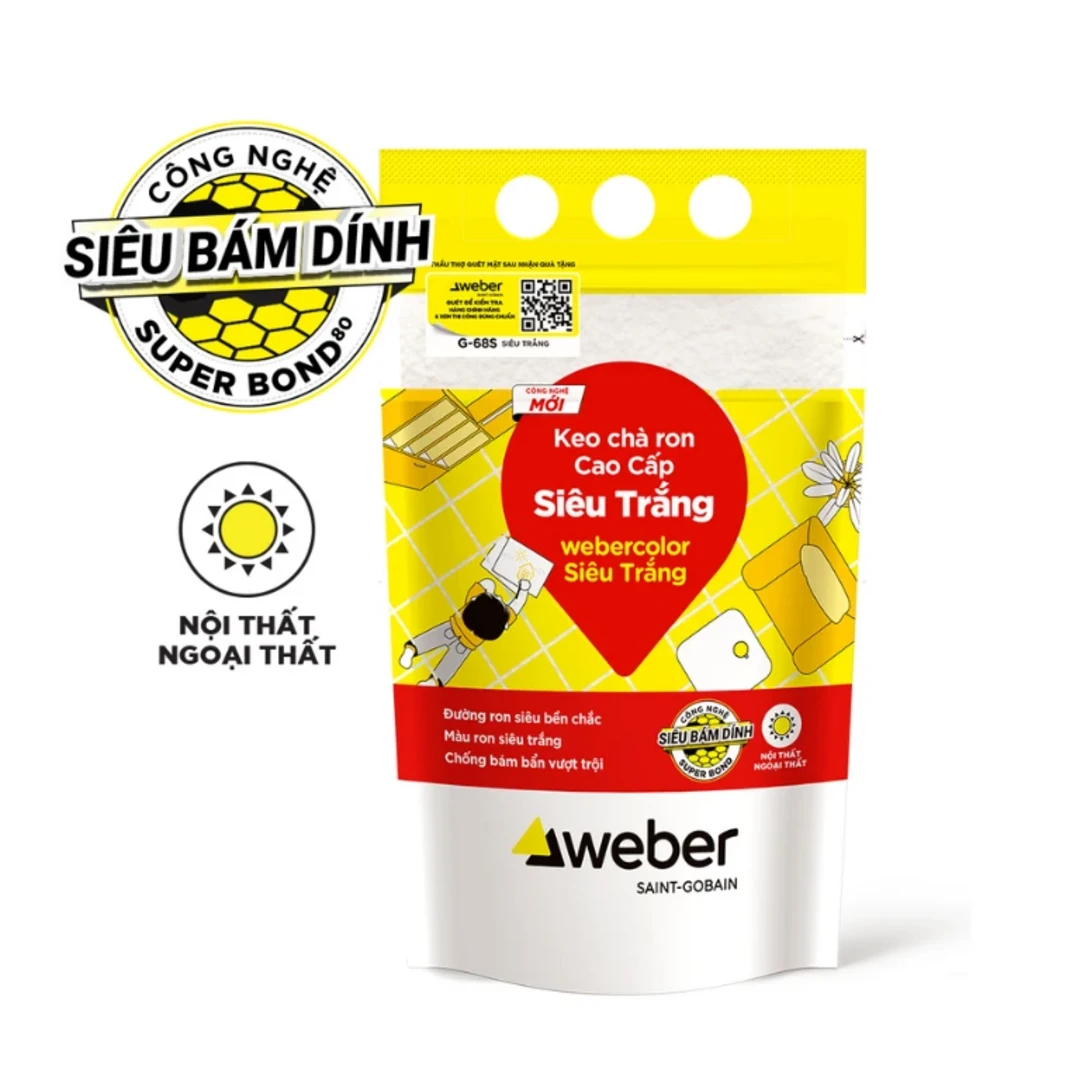 Keo chít mạch khu vực nội thất - Webercolor Siêu Trắng