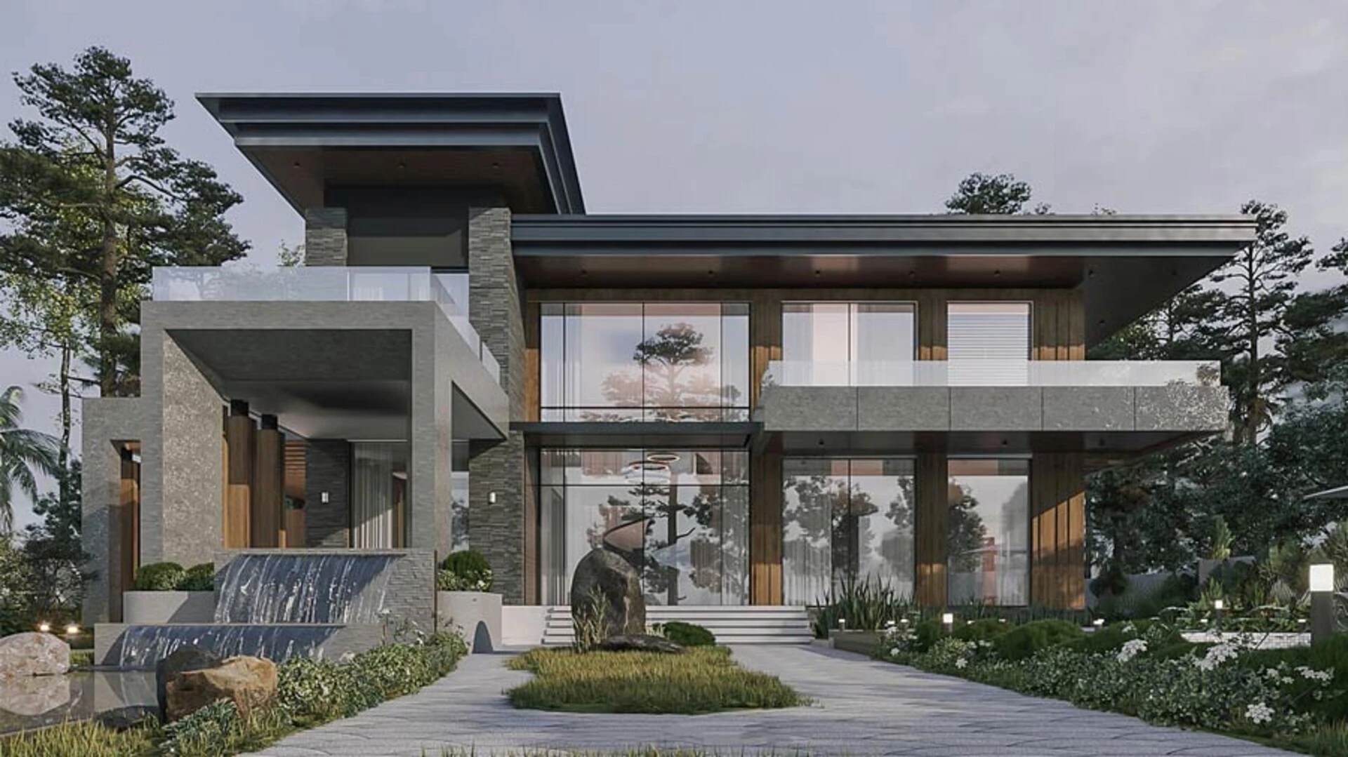 Mẫu biệt thự hiện đại hình khối giật cấp tạo ấn tượng mạnh với kiến trúc độc đáo