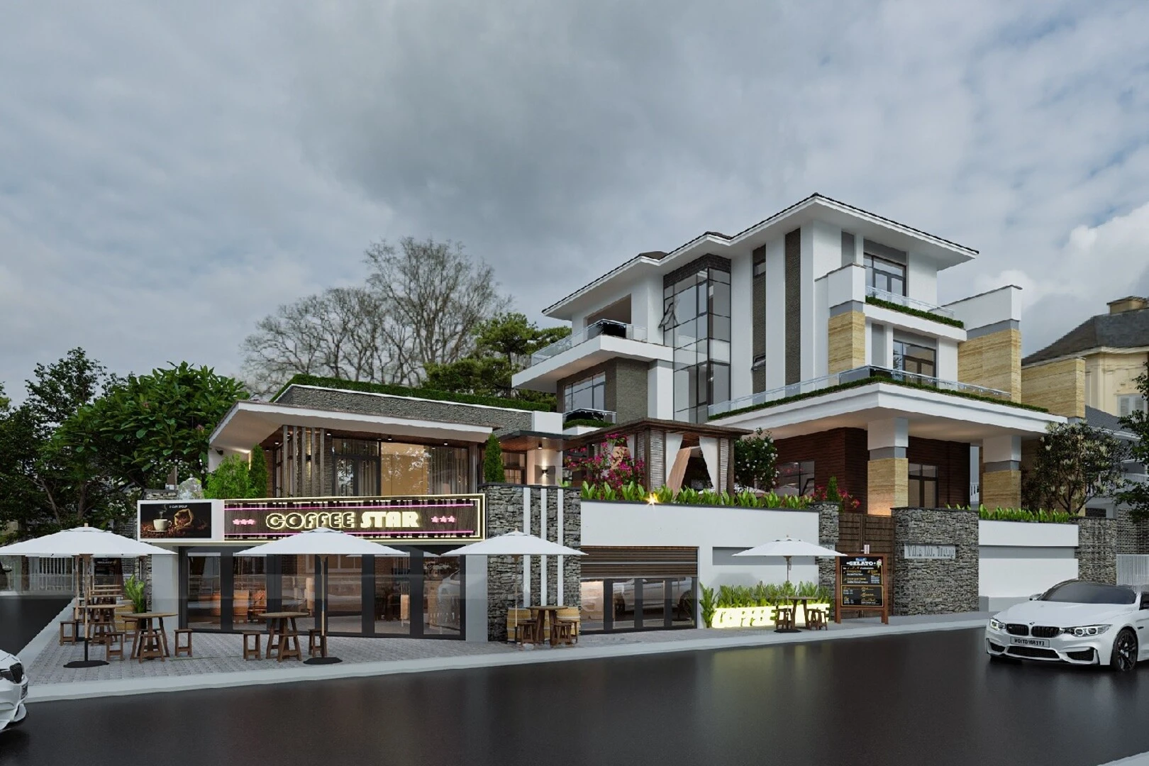 Mẫu biệt thự hiện đại kết hợp kinh doanh