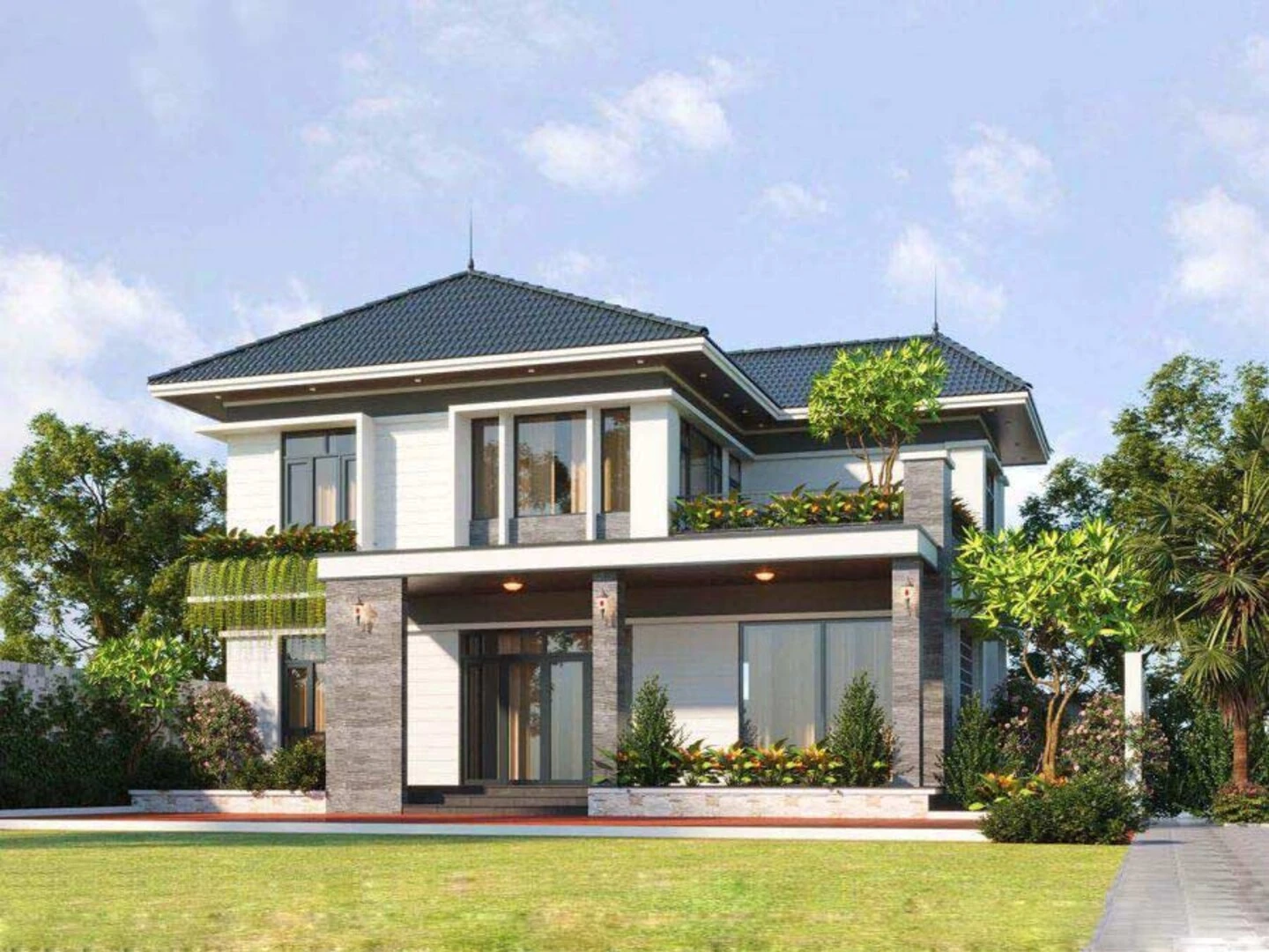 Mẫu biệt thự hiện đại 1 trệt 1 lầu phù hợp gia đình trẻ