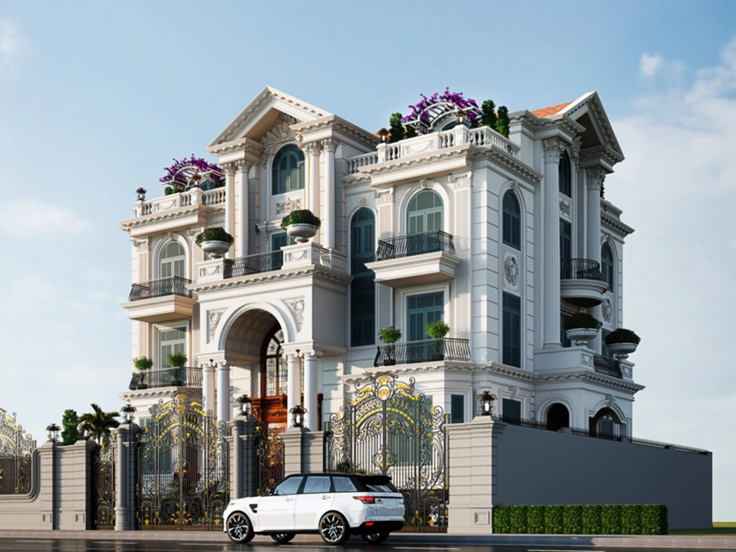Biệt thự 4 tầng kiểu Pháp cổ điển mang đến sự sang trọng, tinh tế  