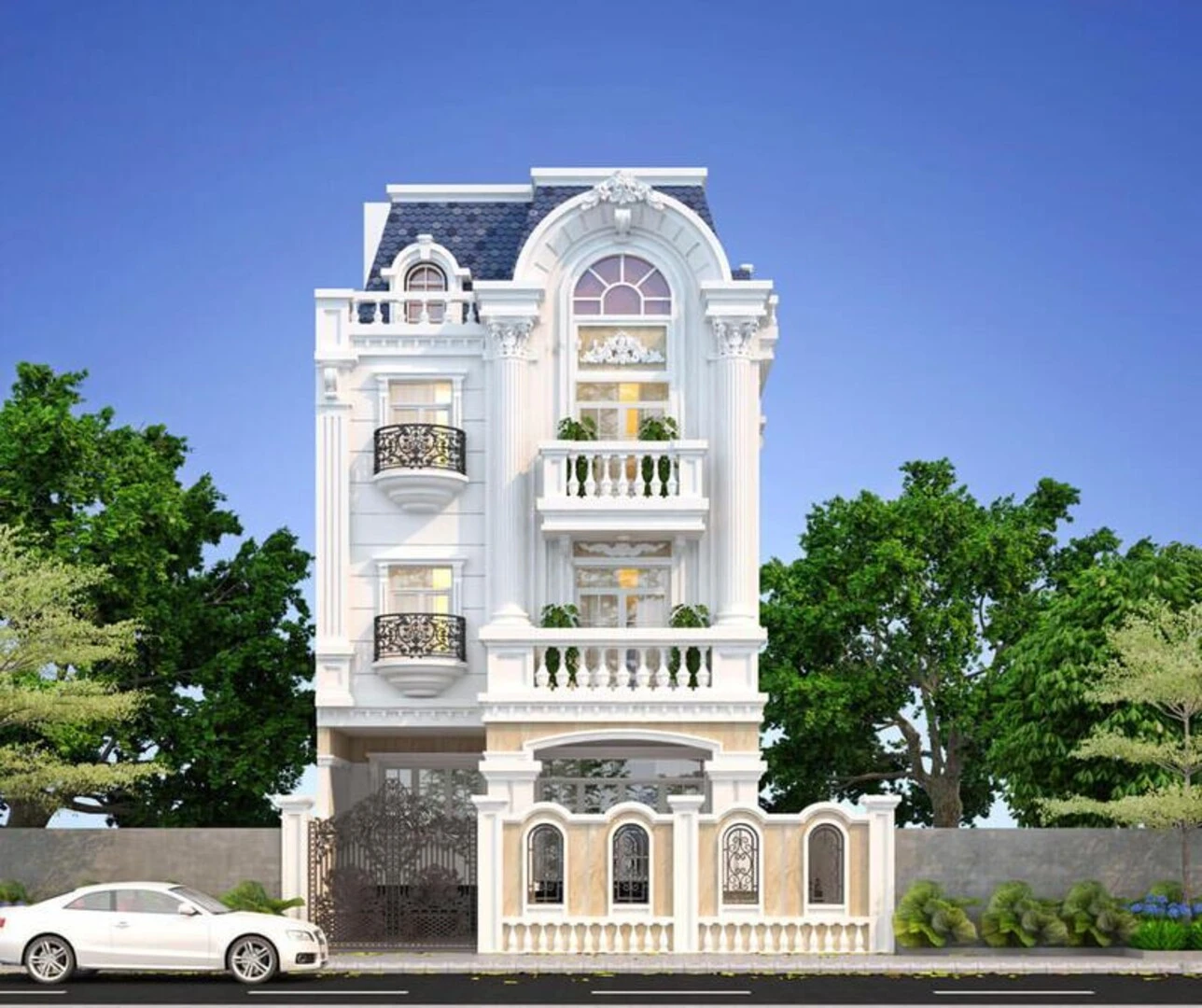 Mẫu biệt thự mini kiểu Pháp đẹp sang trọng