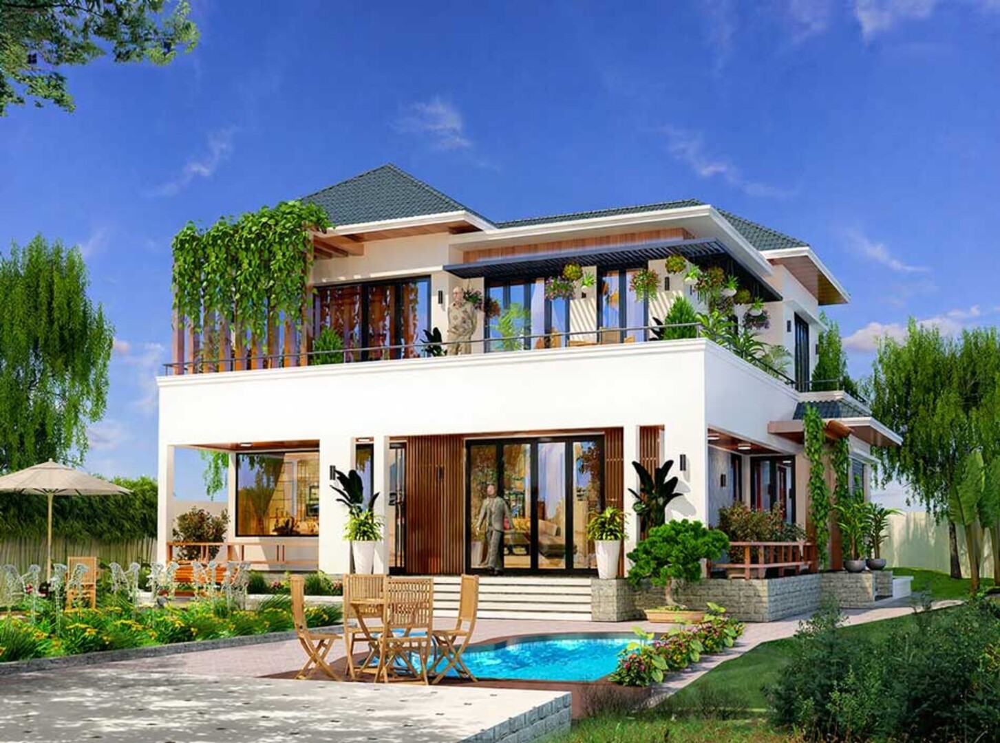Biệt thự nhà vườn có sự đa dạng về kiến trúc và màu sắc
