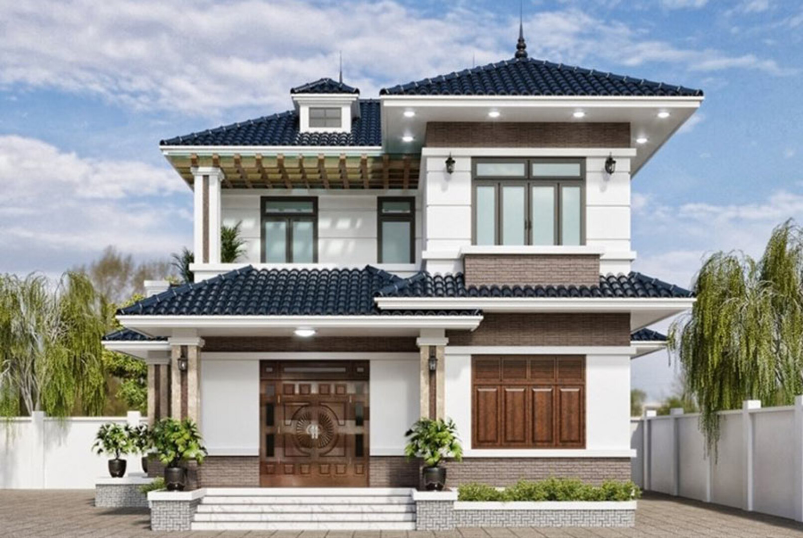 Mẫu thiết kế biệt thự vườn 2 tầng mái nhật tối giản, tiện nghi