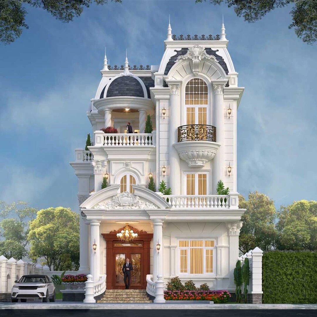 Mẫu biệt thự nhà vườn 3 tầng tân cổ điển với vẻ đẹp sang trọng và đẳng cấp