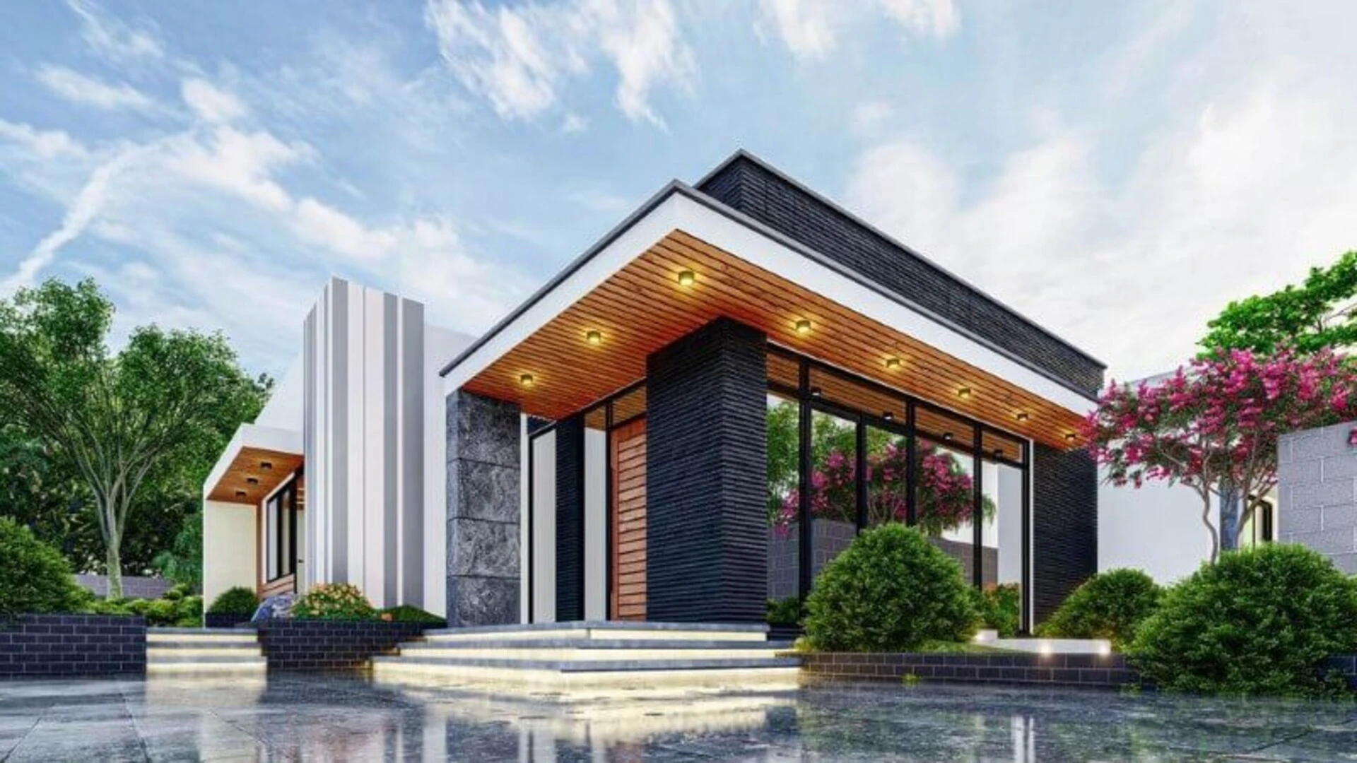 Mẫu biệt thự nhà vườn 1 tầng hiện đại, tối ưu công năng và tính thẩm mỹ