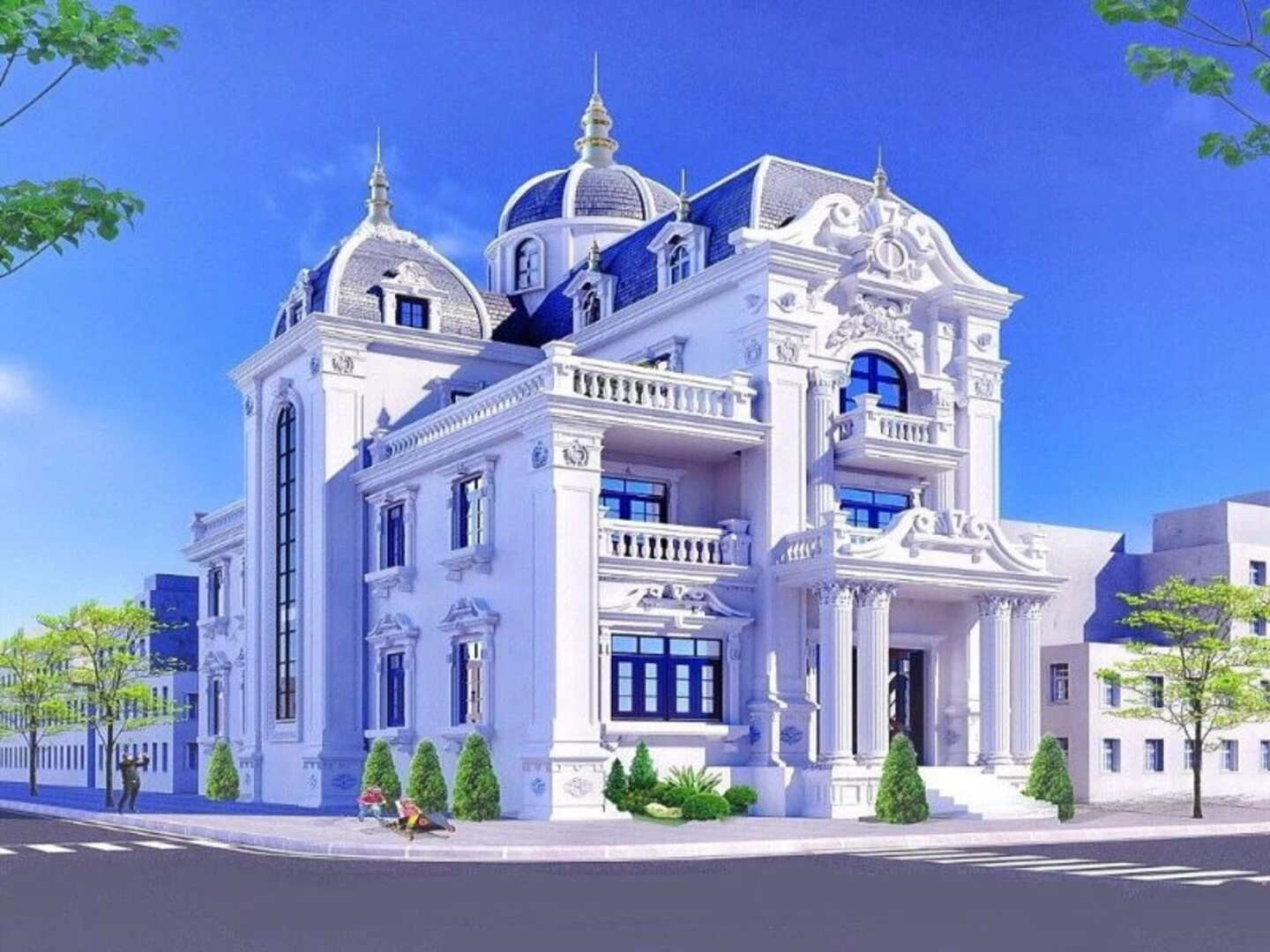 Mái Mansard là một trong những đặc trưng kiến trúc dễ nhận biết nhất của biệt thự kiểu Pháp 