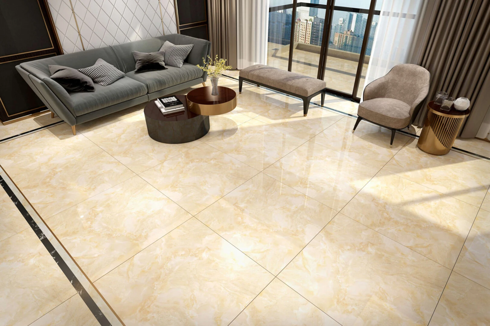 Gạch 800x800 giúp phòng khách trở nên rộng rãi và thông thoáng hơn