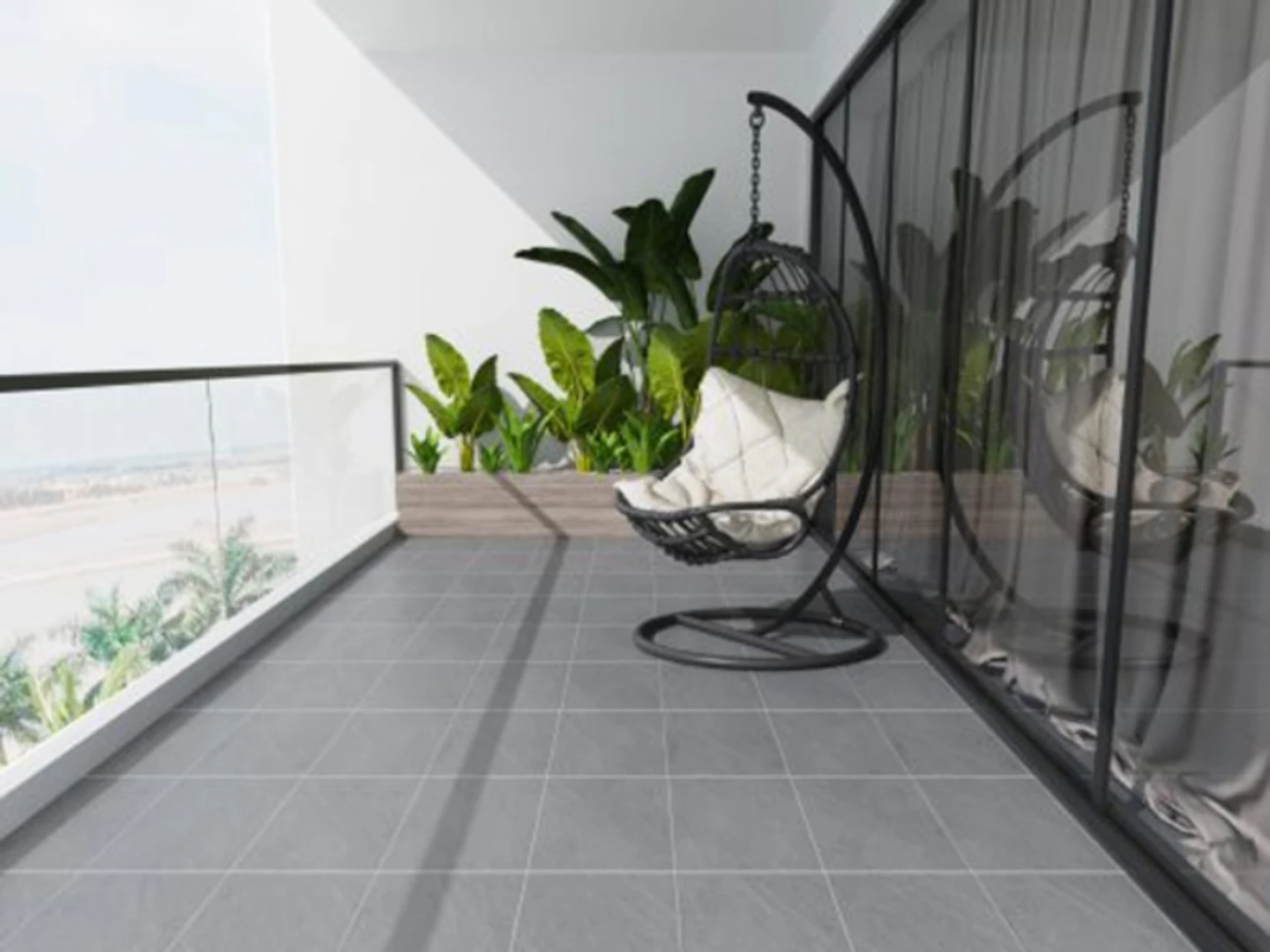 Gạch 800x800 giúp không gian ban công thoáng và liền mạch hơn