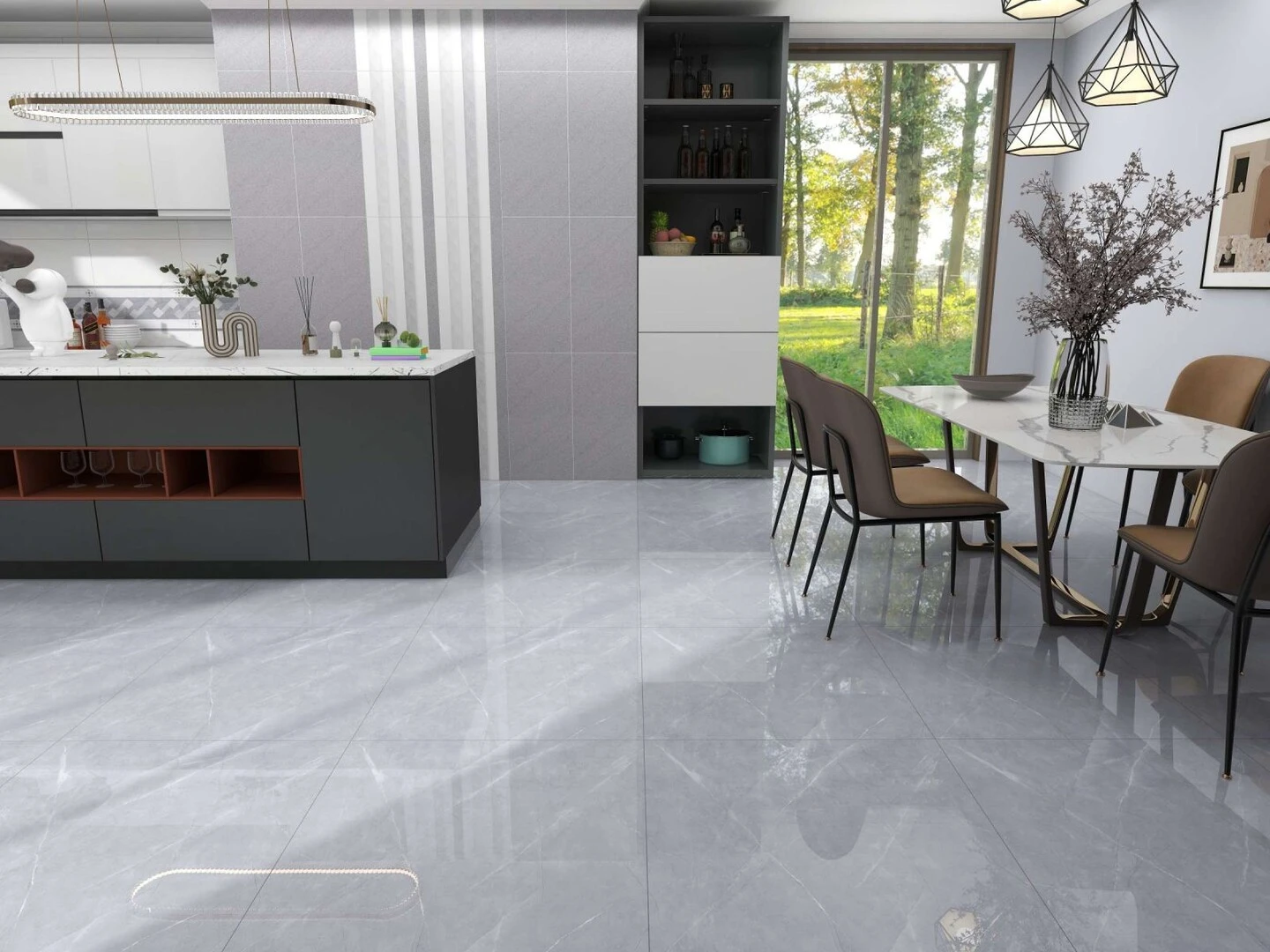 Gạch lát nền 80x80 tông màu ghi xám – xu hướng nội thất 2026