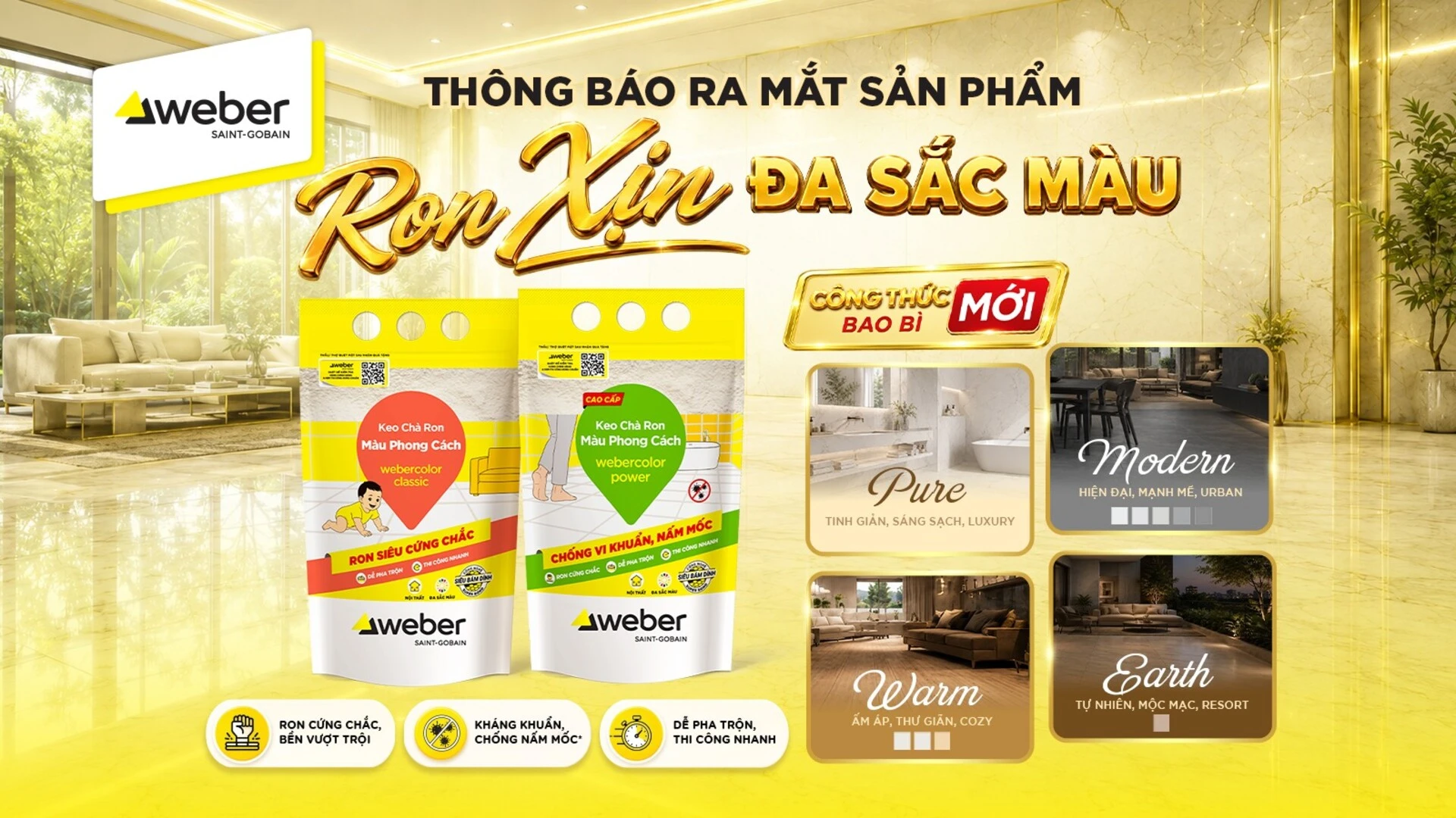 Cách chọn keo chà ron phù hợp với gạch lát nền vân đá vàng 