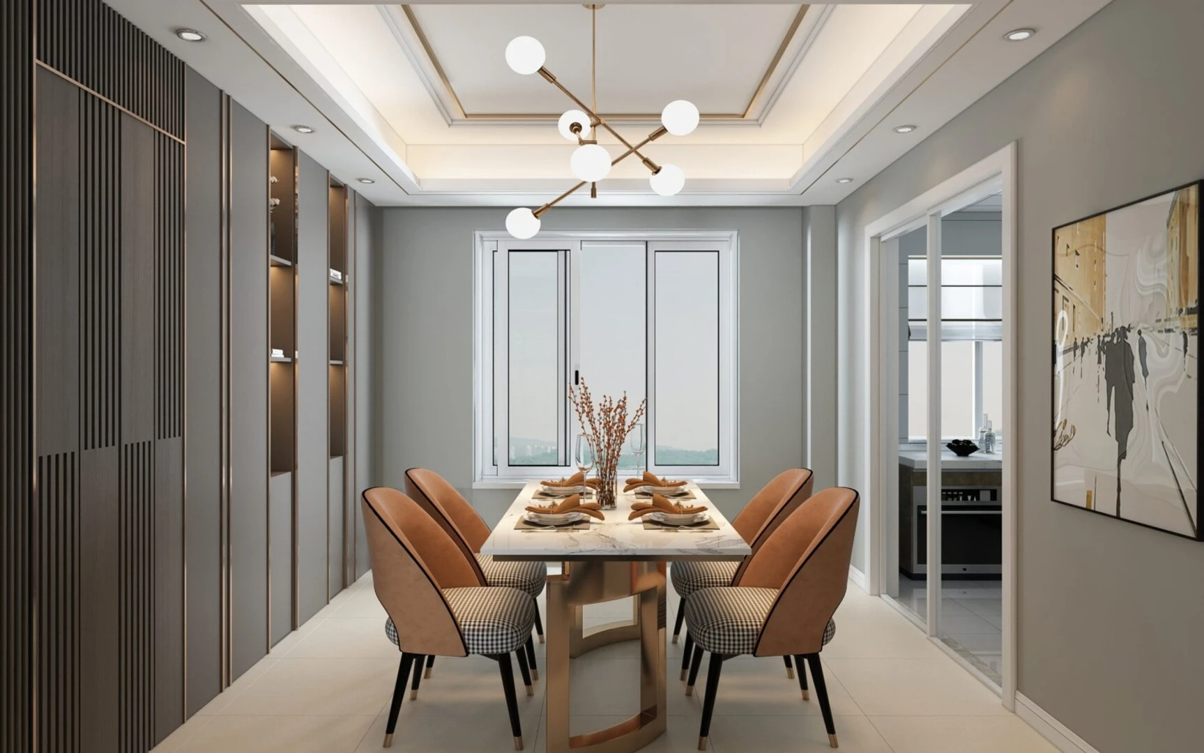 gạch lát nền vân đá vàng cho phòng bếp