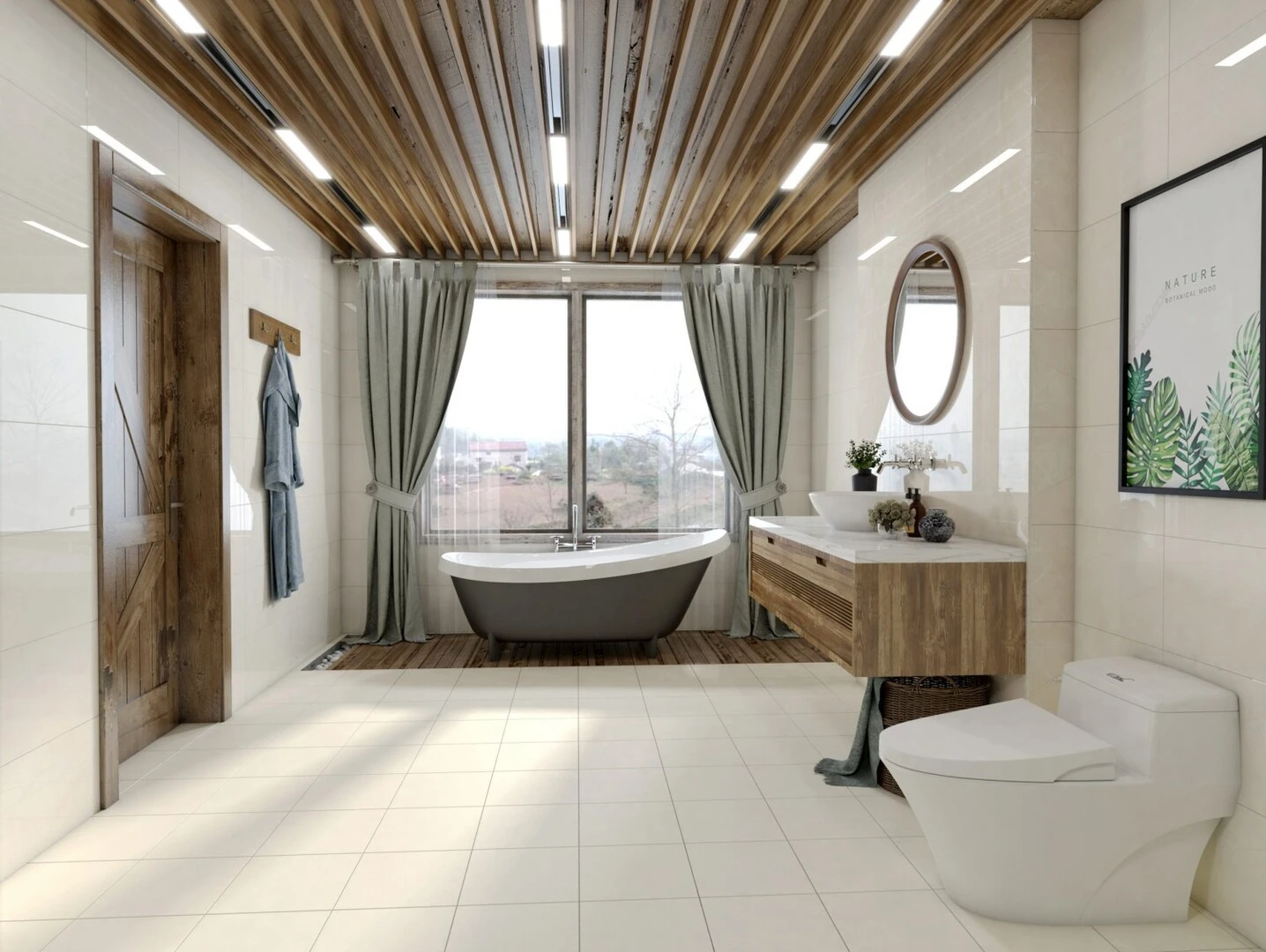 gạch lát nền vân đá vàng cho phòng tắm