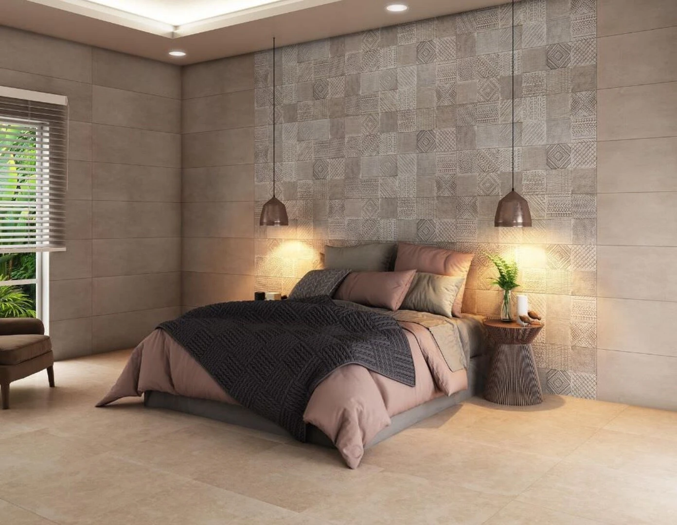Gạch bông hoặc gạch mosaic màu xám