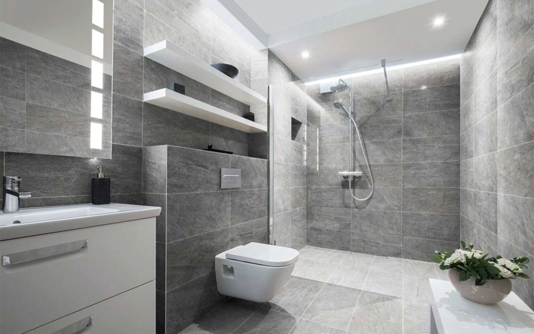 Gạch ốp tường màu ghi xám