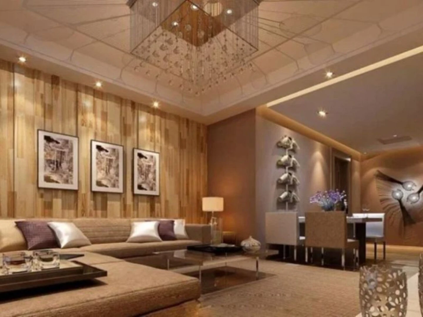 Gạch ốp tường phòng khách giả gỗ mang đến cảm giác ấm cúng và gần gũi