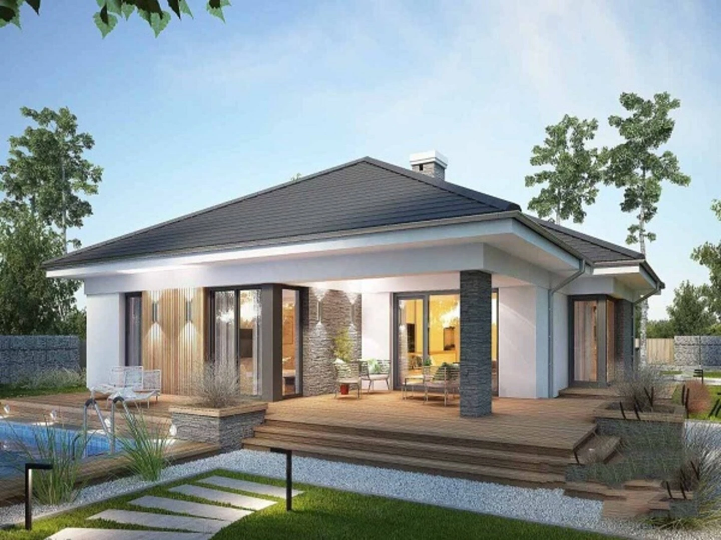 Biệt thự 1 tầng kiểu châu Âu mặt tiền 20m 
