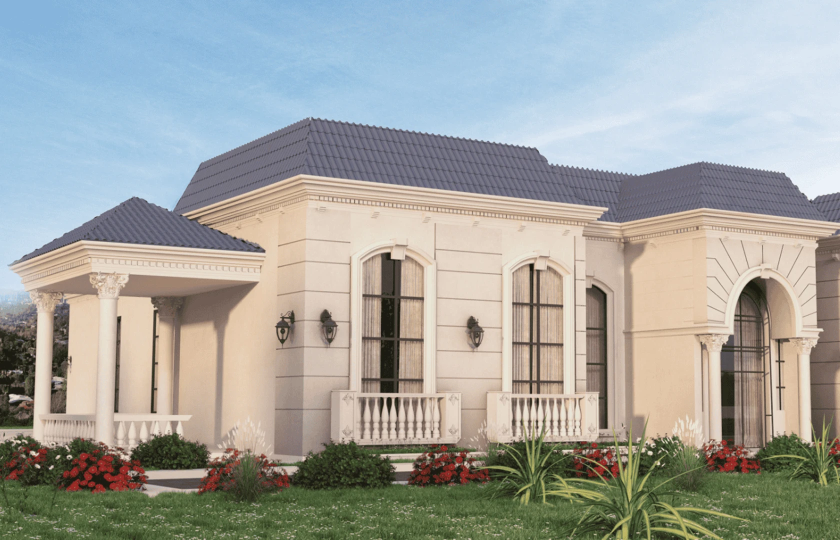 Mặt tiền ốp đá Marble giúp công trình thêm sang trọng và nổi bật