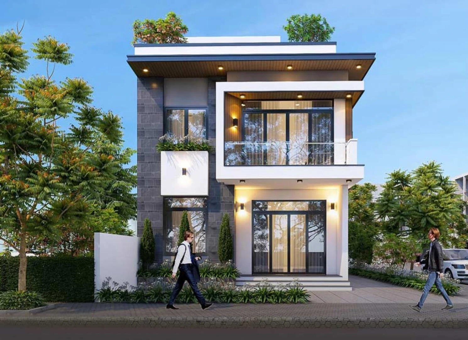 Biệt thự mái bằng 2 tầng mang đến vẻ đẹp hiện đại