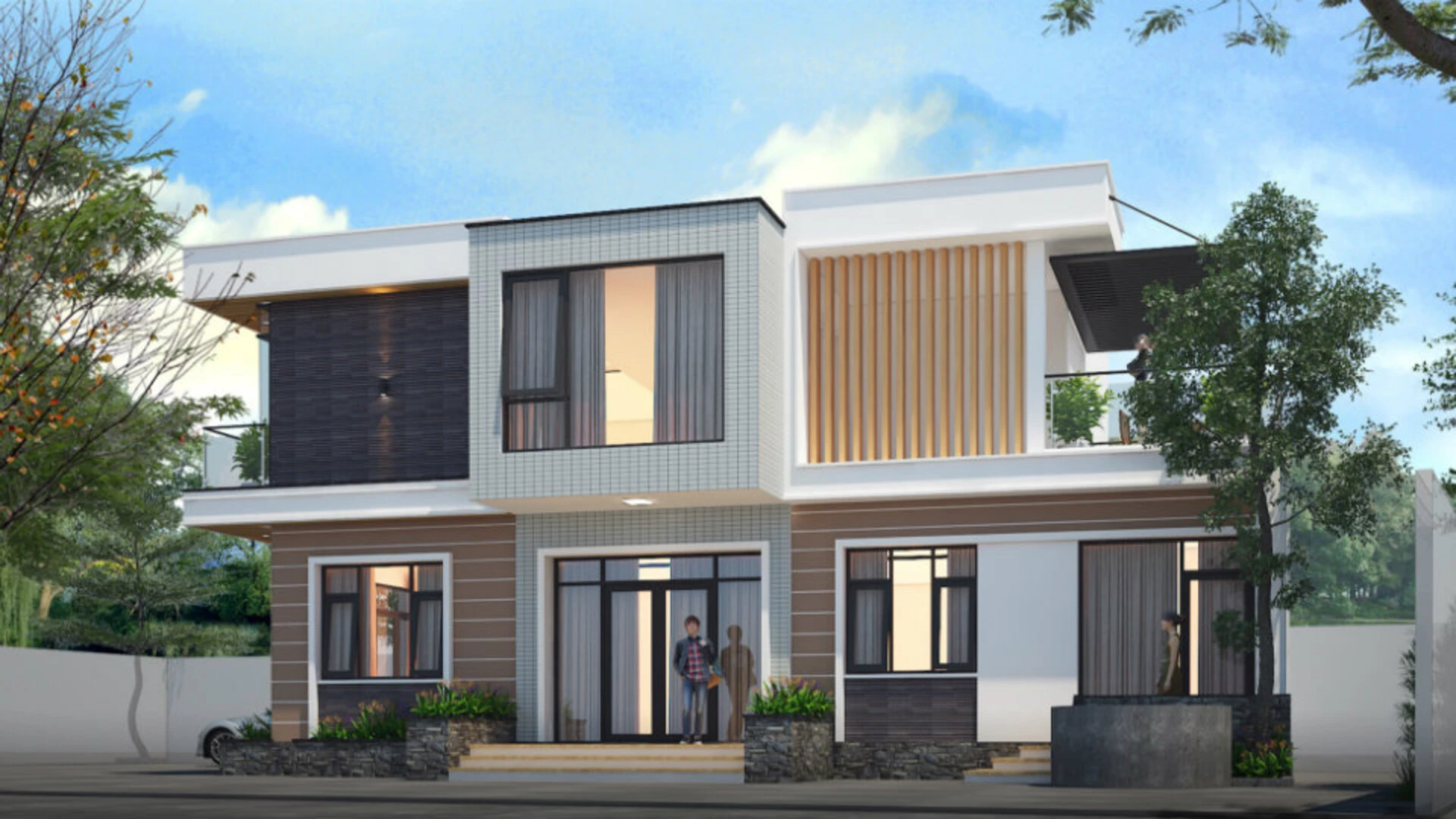 Biệt thự mái bằng 2 tầng mang đến vẻ đẹp hiện đại