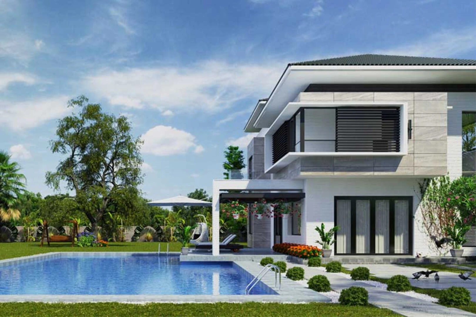 Biệt thự 2 tầng hiện đại 400 – 700m² 