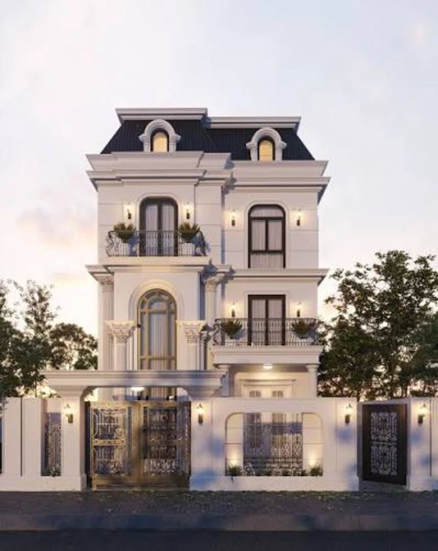 Mẫu biệt thự 3 tầng thiết kế kiểu kiến trúc Châu Âu đẹp