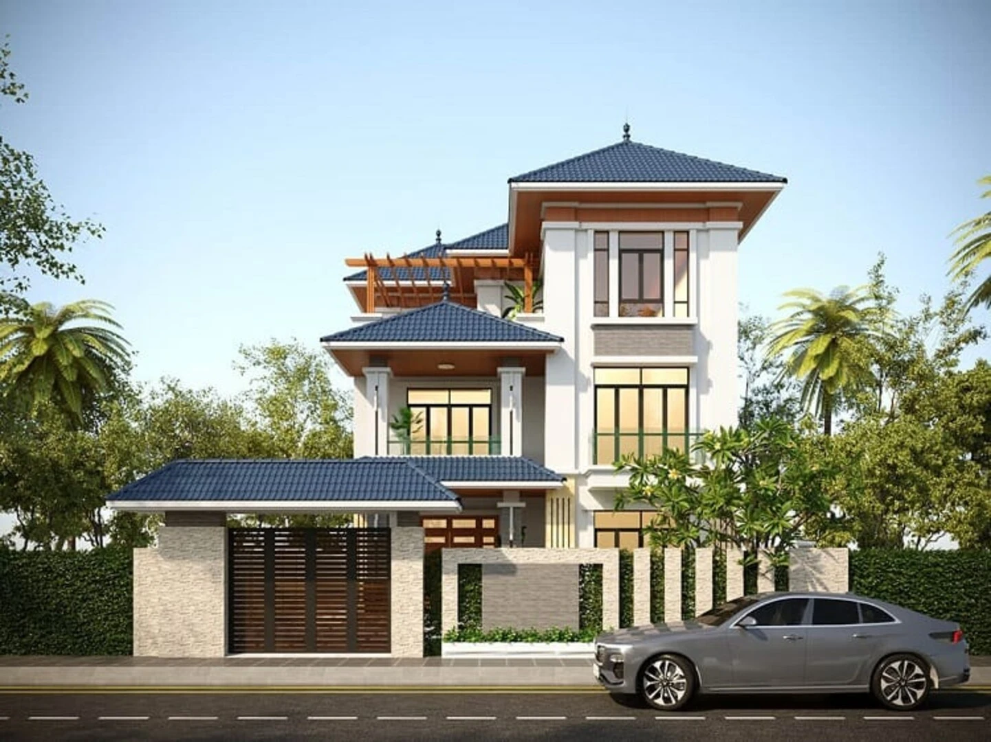 ẫu biệt thự 3 tầng thiết kế đơn giản tràn ngập ánh sáng tự nhiên