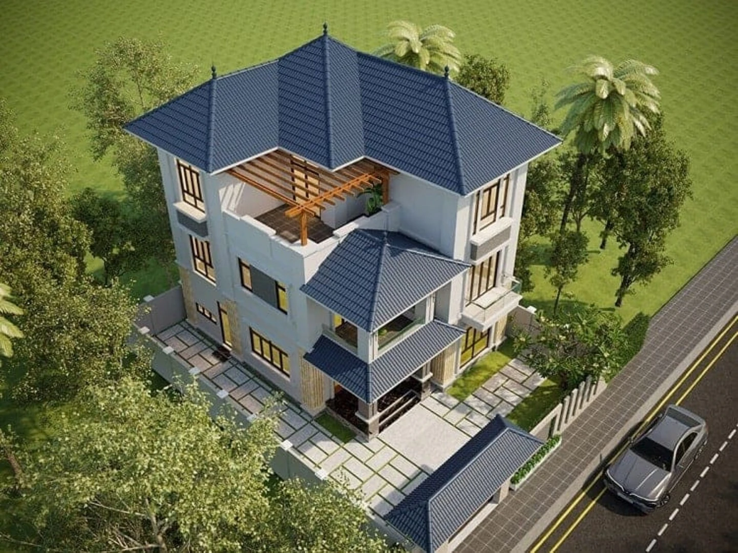 Biệt thự 3 tầng tối giản thường tập trung tối ưu công năng