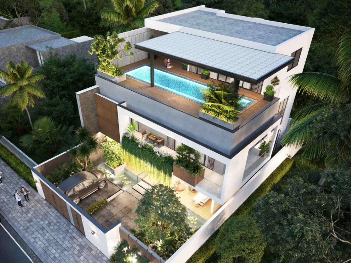 Mẫu biệt thự 3 tầng thiết kế có bể bơi