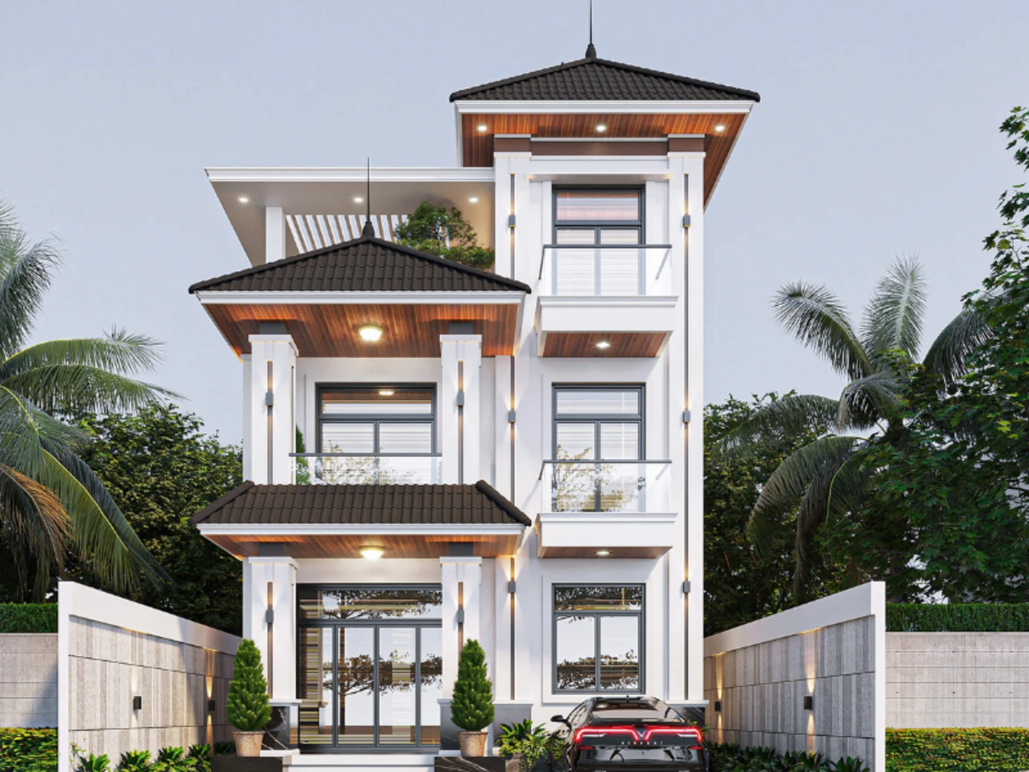 Biệt thự 3 tầng mái nhật thường tối ưu không gian sinh hoạt