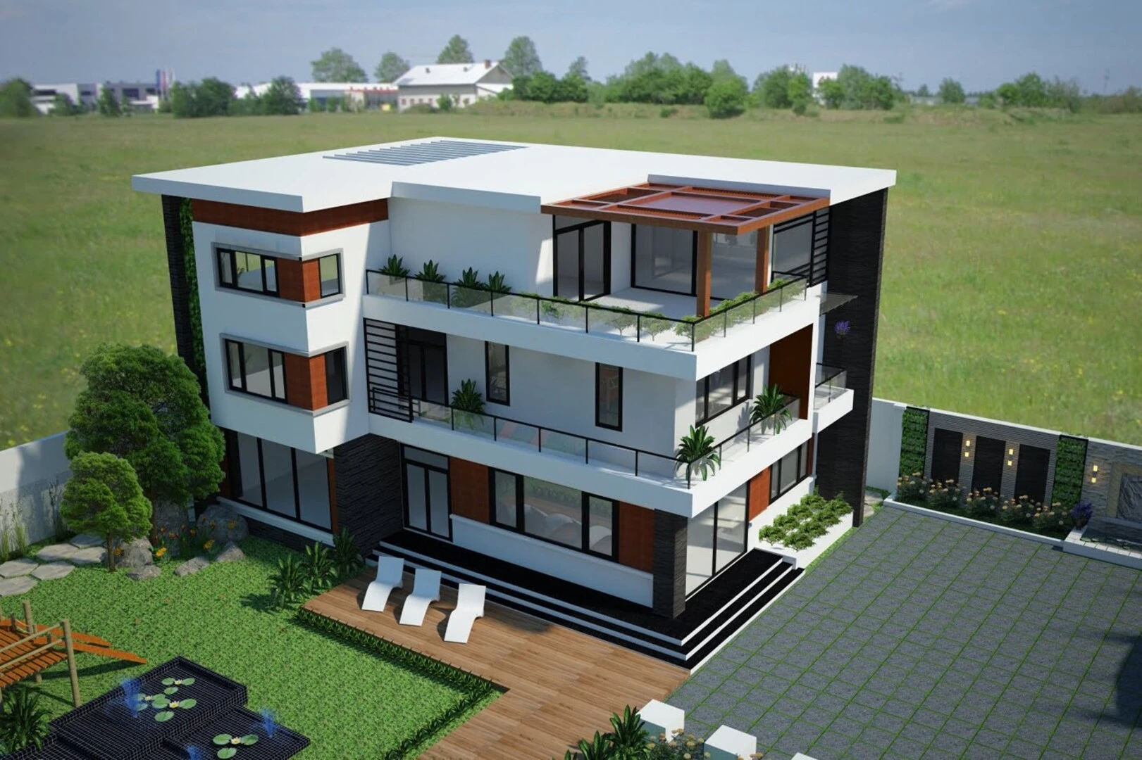 biệt thự biệt thự sân vườn tạo nên tổng thể kiến trúc thoáng đãng