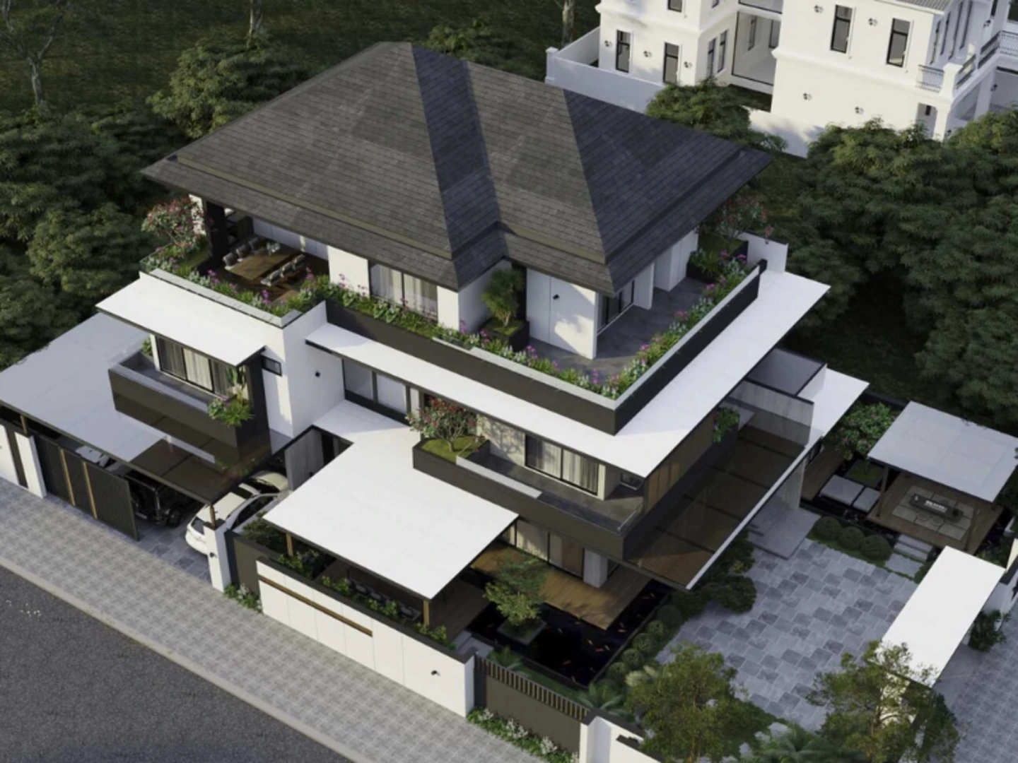Mẫu thiết kế biệt thự 3 tầng diện tích 100-200m2 hiện đại