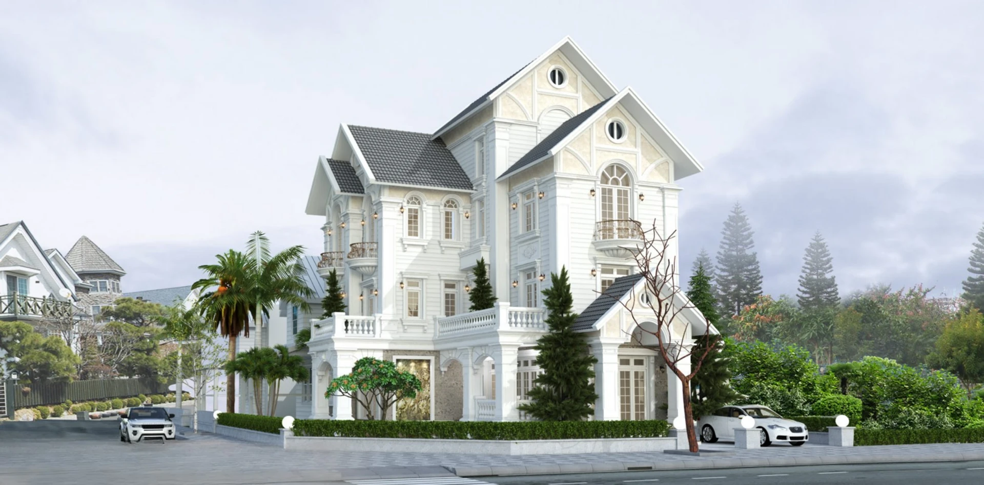 Biệt thự 4 tầng với lối kiến trúc tân cổ điển 