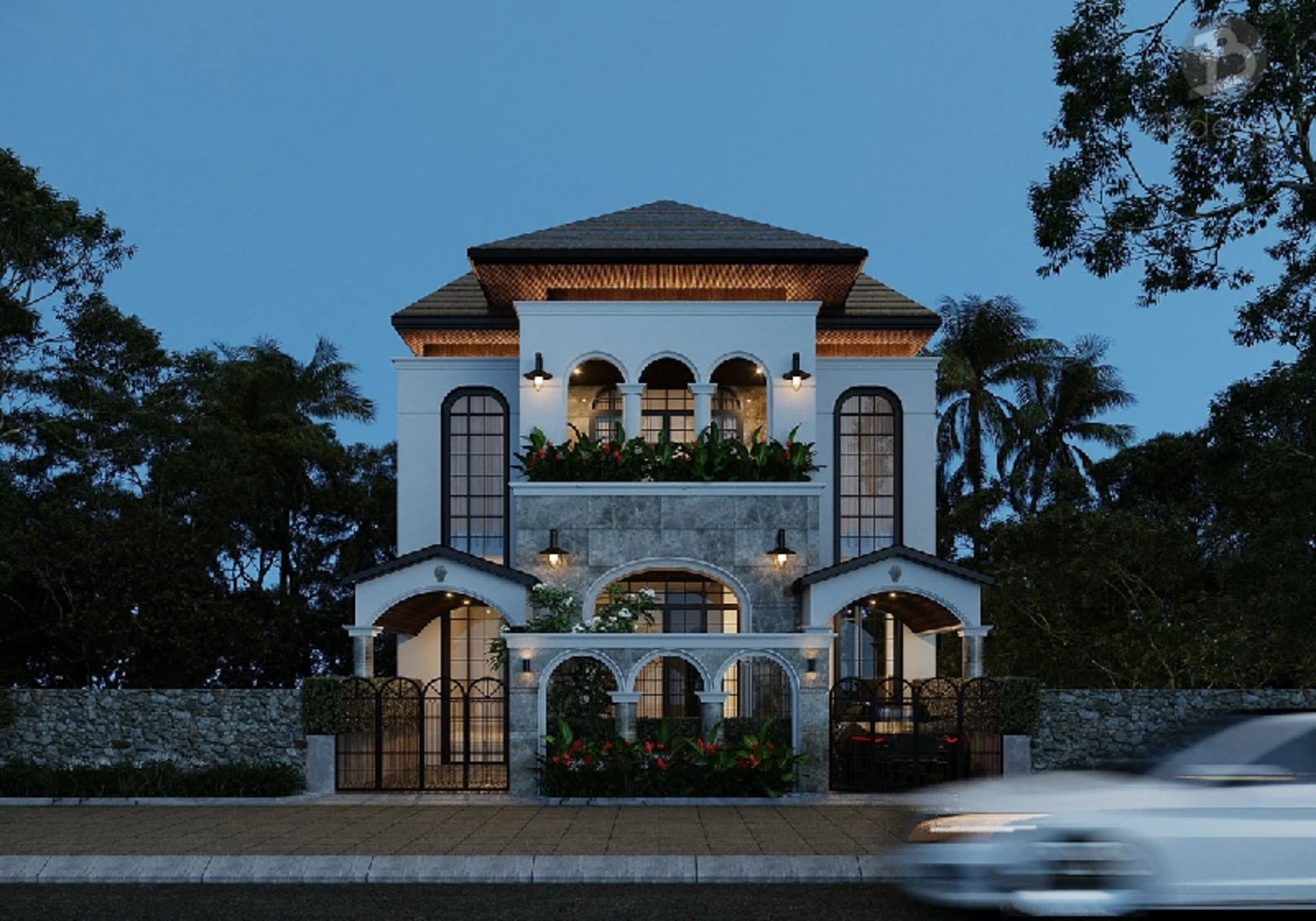 Biệt thự 4 tầng kiến trúc Indochine mộc mạc