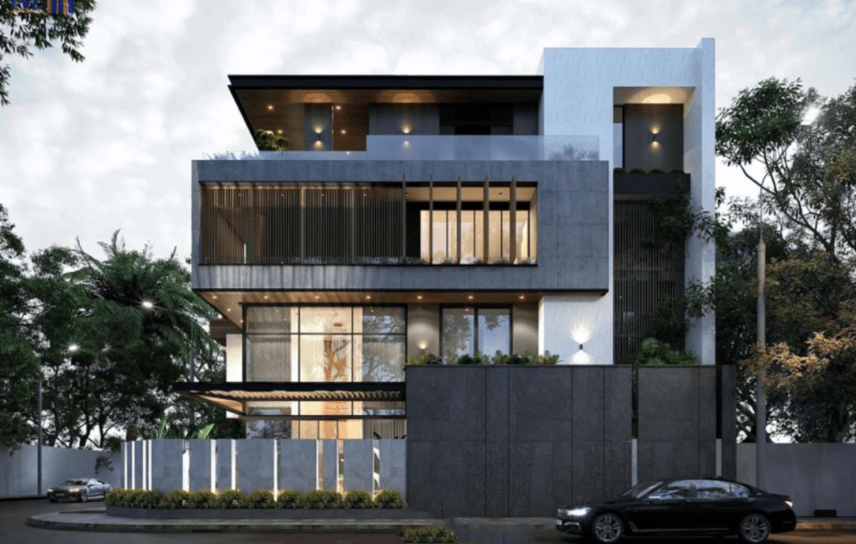 Mẫu biệt thự 4 tầng mái bằng