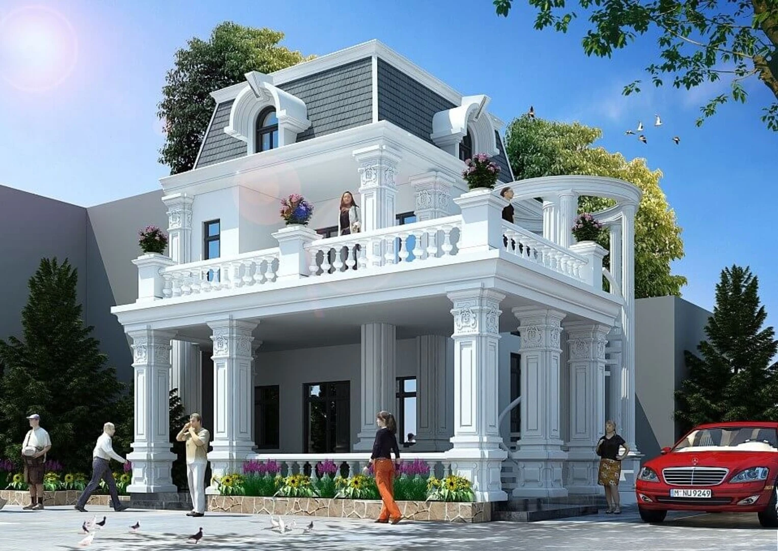 biệt thự tân cổ điển 2 tầng 1 tỷ có gara