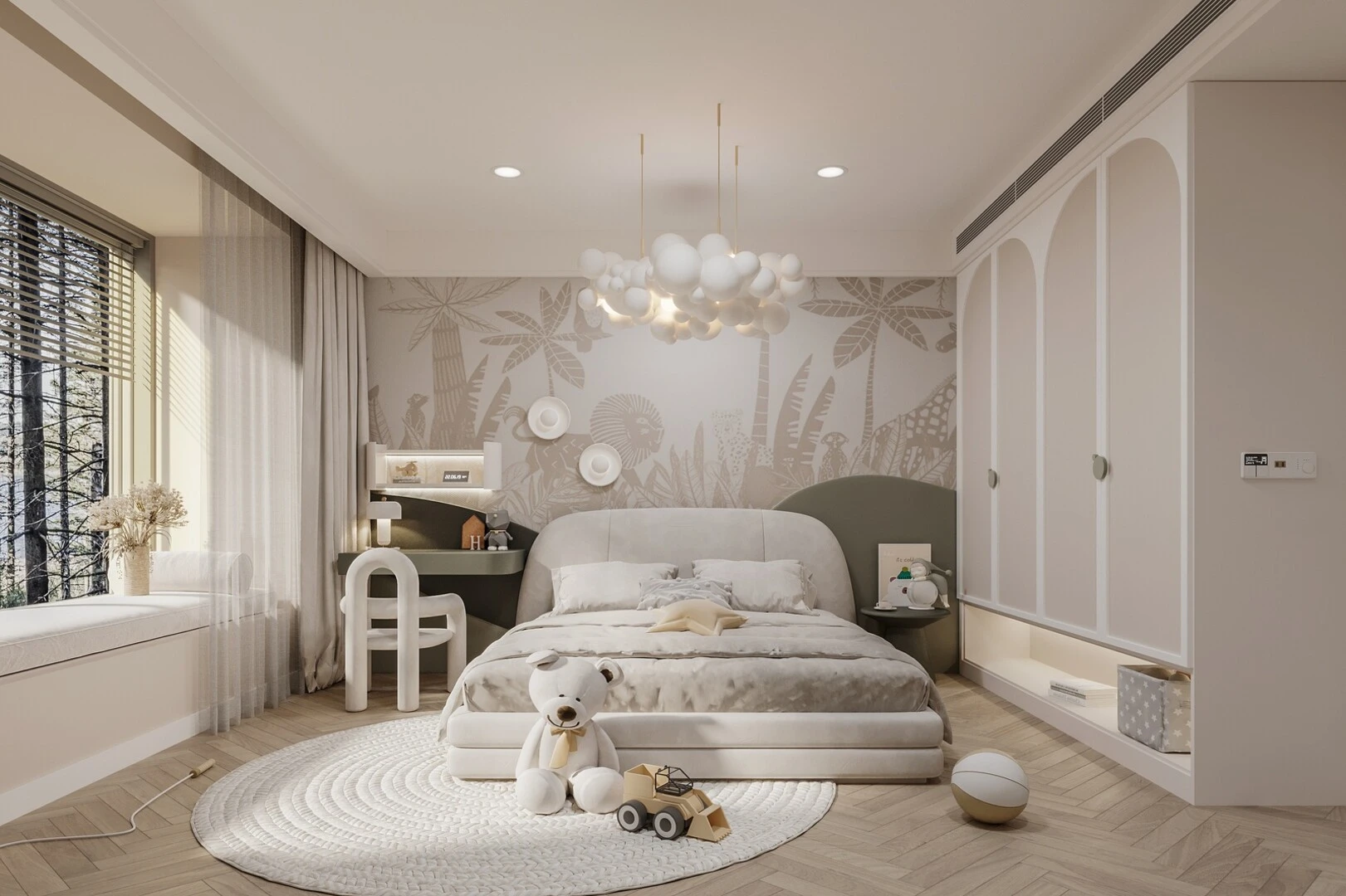Diện tích phòng ngủ dành cho trẻ em phù hợp thường dao động từ 14-15m² 