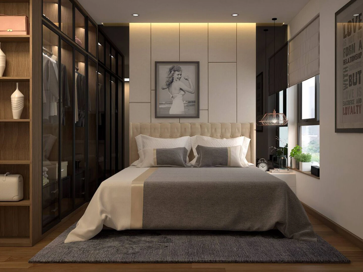 Phòng ngủ 12m² được bố trí hợp lý đáp ứng đầy đủ công năng