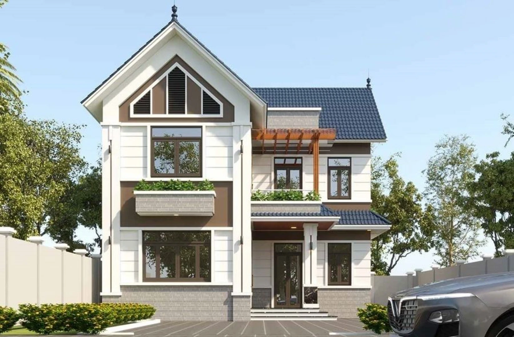 Mẫu nhà 2 tầng đẹp hình chữ L với kiến trúc lạ mắt, thu hút 