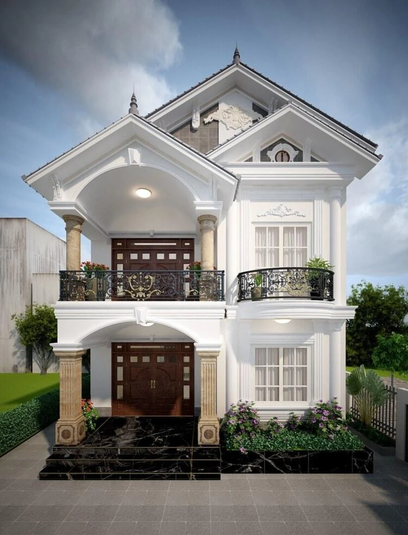 Mẫu nhà 2 tầng hiện đại mái Thái đầy đủ, tiện nghi 