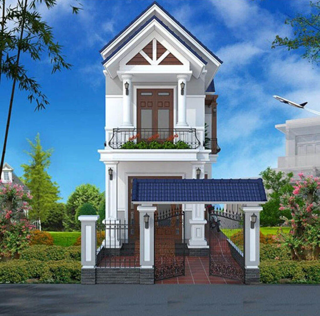Mẫu nhà 2 tầng đẹp ở nông thôn hiện đại, đơn giản