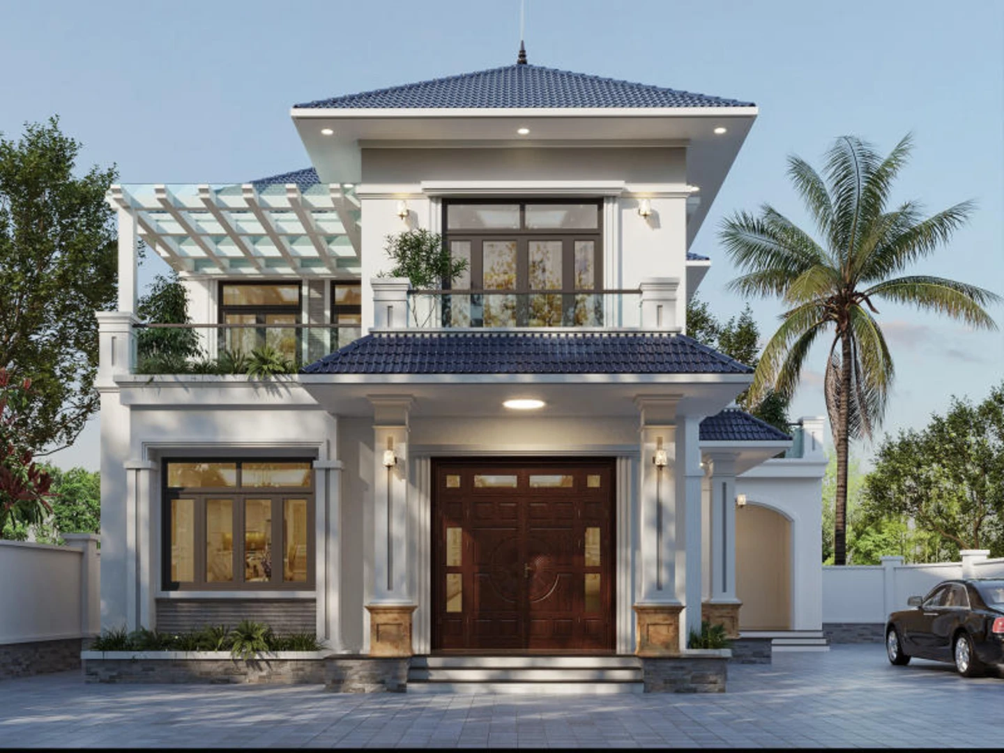 Mẫu nhà đẹp 2 tầng mái Nhật kiến trúc hiện đại 