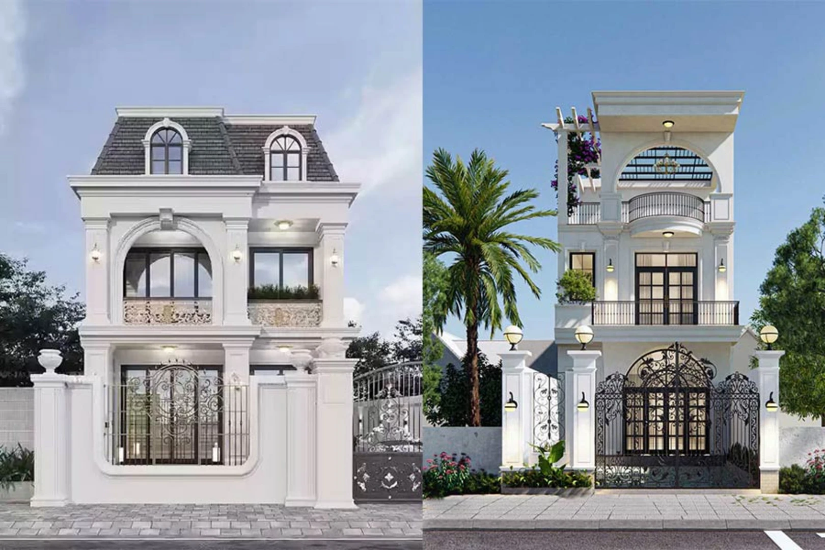 Mẫu nhà phố 2 tầng thiết kế phong cách tân cổ điển