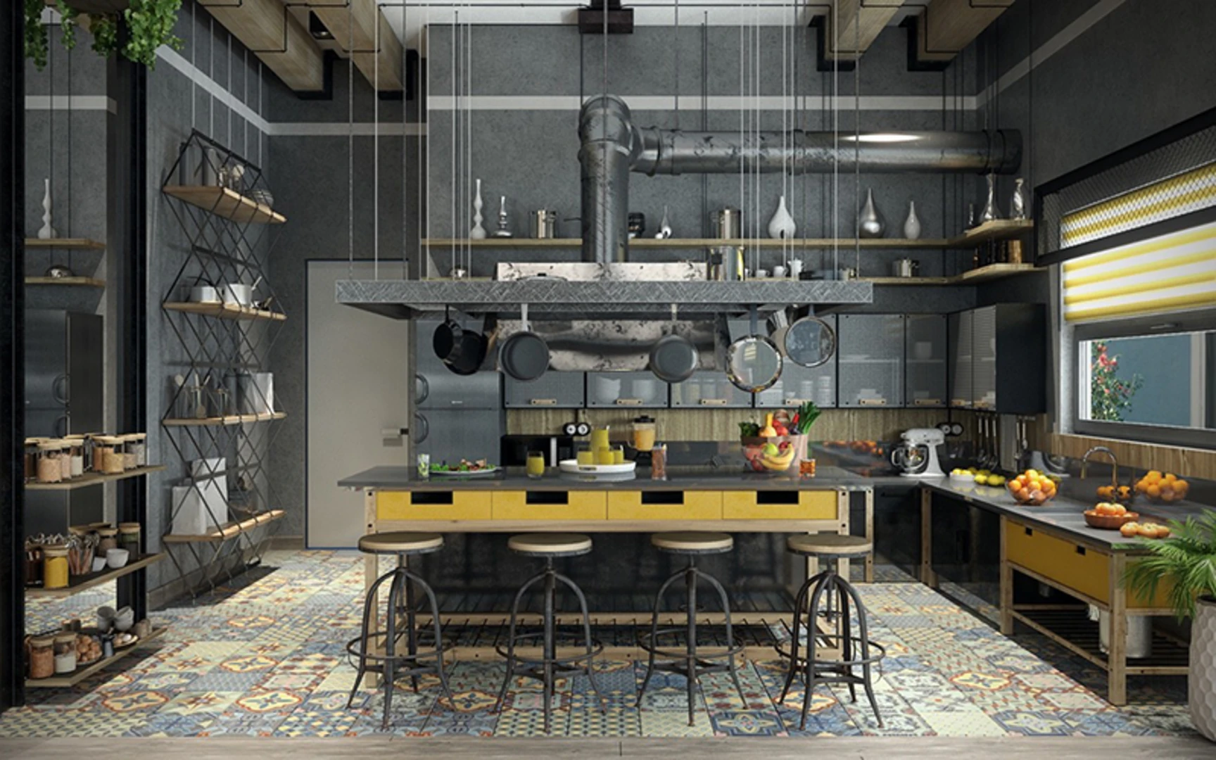 Thiết kế phòng bếp theo phong cách Industrial 