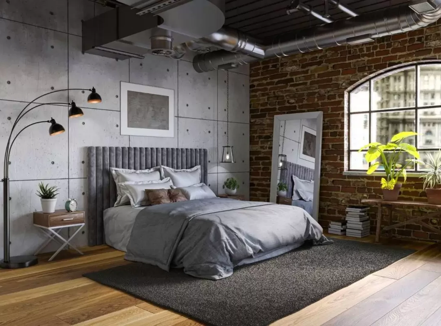 Phòng ngủ thiết kế theo phong cách Industrial