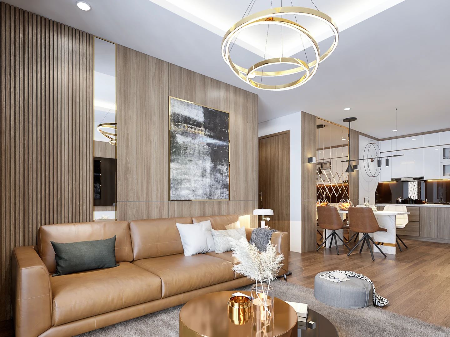 Phương án thiết kế phòng khách căn hộ 65m2 tối ưu