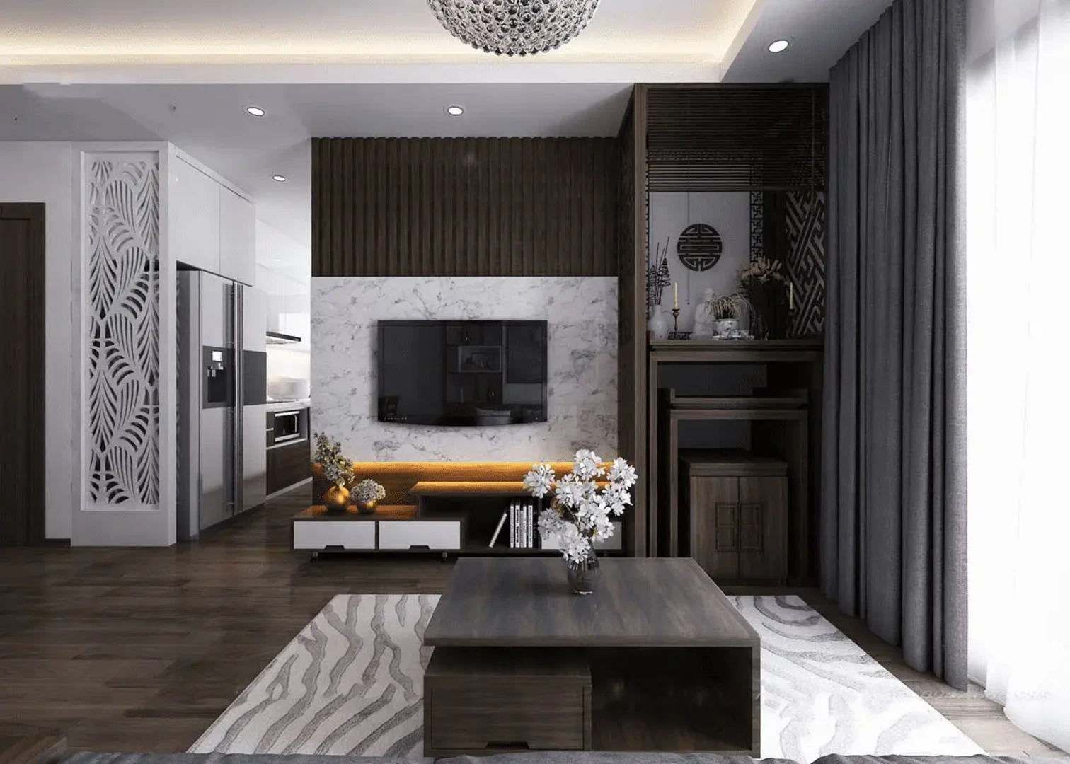 Chọn nội thất kiểu dáng tinh giản cho phòng khách chung cư 30m2 